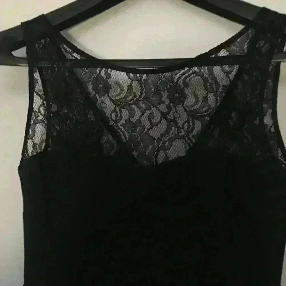 Aqua Black Dress with Lace Bodice Size M - Picture 7 of 8
